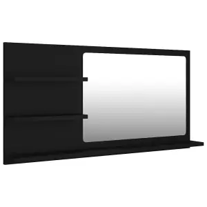 Berkfield Bathroom Mirror Black 90x10.5x45 cm Engineered Wood