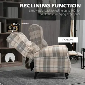 HOMCOM Recliner Chair for Living Room Wingback Chair with Padded Armrest Khaki