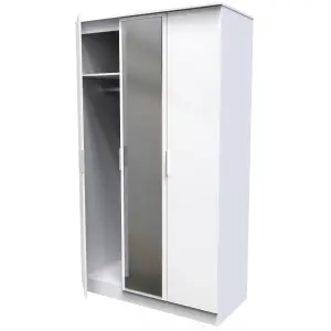 Poole Triple Mirror Wardrobe in White Gloss (Ready Assembled)