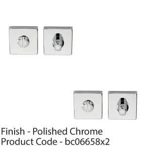 2 PACK - Square Rose Thumbturn & Release Lock - Polished Chrome - Bathroom Door WC