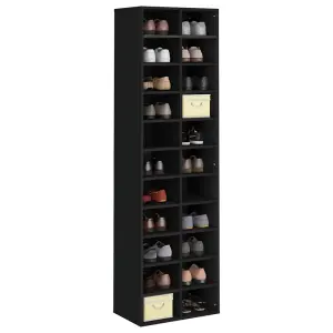 Berkfield Shoe Cabinet Black 54x34x183 cm Engineered Wood