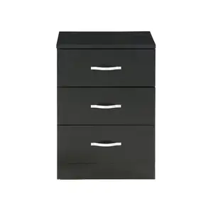 Maybery 3 - Drawer Bedside Table Nightstand Black