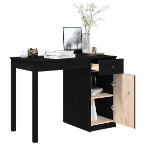 Berkfield Desk Black 100x50x75 cm Solid Wood Pine