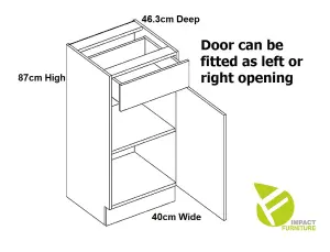 Kitchen Drawer Base Unit 400mm Cabinet 40cm Door Cupboard Light Grey Gloss Star