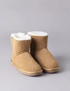 Ladies' Sheepskin Boot Slippers In Tan - Size 7