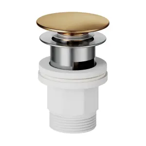 GoodHome Owens XL Satin Brass effect Round Basin Mono mixer Tap