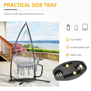 Outsunny Hammock Chair Stand Only Heavy Duty Metal C-Stand Indoor or Outdoor