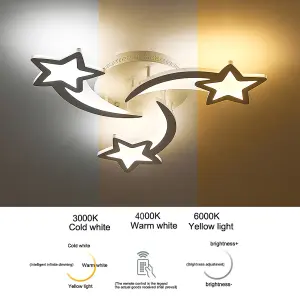 3 Head Childlike Shooting Stars LED Energy Efficient Flush Mount Ceiling Light Cartoon Decor Dimmable