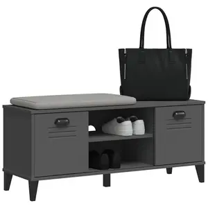 Berkfield Shoe Bench VIKEN Anthracite Grey 106x35x45 cm Engineered Wood