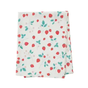 Catherine Lansfield Dining Strawberry Garden 137x229cm Table Cloth Cream/ Red