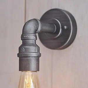 Luminosa Pipe 1 Light Wall Light Aged Pewter Paint, E27