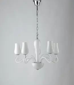 Luminosa ANGEL 5 Light Multi Arm Pendant Ceiling Light White 64x45cm