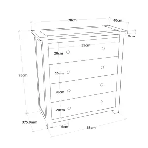 Lugo 4 Drawer Chest of Drawers Wood Knob