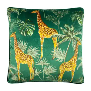 Paoletti Giraffe Palm Velvet Feather Rich Cushion