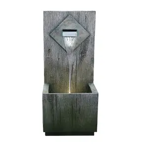 Primrose Rustic Wooden Wall Cascading Outdoor Water Feature 82cm