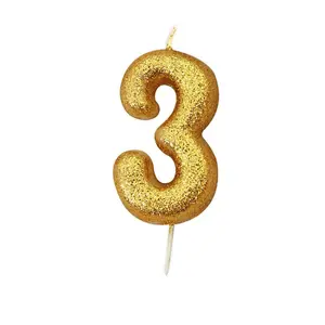 Anniversary House Metallic 3rd Birthday Pick Candle Gold (One Size)