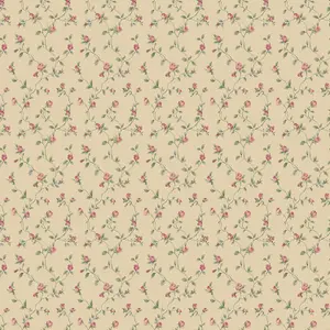 Galerie Miniatures 2 Red Cream Green Small Rose Trail Smooth Wallpaper