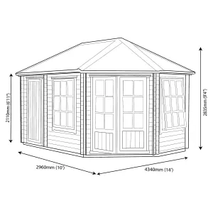 Shire Leygrove 10x14 ft Toughened glass & 2 windows Apex Wooden Cabin with Felt tile roof