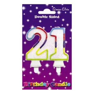 Simon Elvin Double Sided 21st Birthday Candle (Pack Of 6) Multicoloured (One Size)