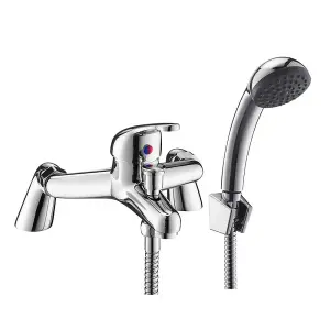 Bath Filler with Shower Mixer Tap Single Lever Pillars Chrome WRAS Deck Mounted