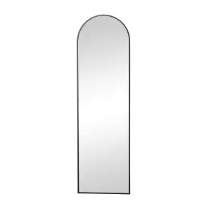 Melody Maison Tall Slim Black Arched Wall Mirror 135cm x 40cm