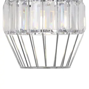 First Choice Lighting Set of 2 Beaded Chrome Cage Pendant Shade with Clear Prism Detail