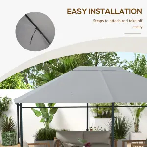 Outsunny 3 x 4m Gazebo Canopy Replacement Gazebo Roof Cover, Light Grey