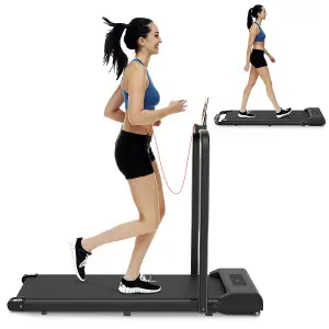 2 in 1 Folding Treadmill, Under Desk Electric Treadmill, Walking and Jogging for Home&Office(Black)