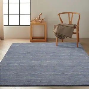 Denim Striped Handmade Luxurious Modern Striped Wool Rug For Bedroom & Living Room-160cm X 221cm