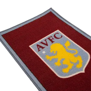 Aston Villa FC Crest Scatter Rug Claret Red/Light Blue/Yellow (One Size)