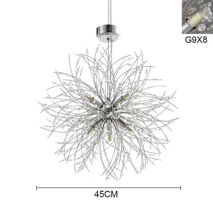 Modern 8 Lights Chrome Sputnik Dandelion Crystal Hanging Ceiling Pendant Lights 45cm