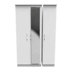 Heddon Triple Mirror Wardrobe in White Matt (Ready Assembled)