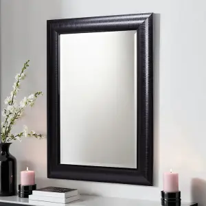 Yearn Textured Black Framed Wall Mirror 92.5x67cm