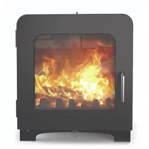 Modern Metallic Black 7.2kw DEFRA Wood Burning Stove