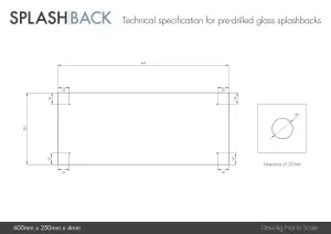 Crystal Clear Glass Bathroom Splashback (Chrome Cap) 250mm x 600mm x 4mm