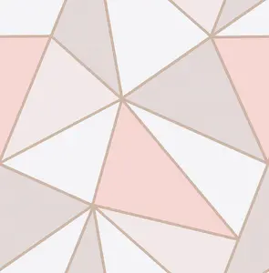 Fine Decor Apex Geometric Rose Gold  Feature Wall Wallpaper FD41993