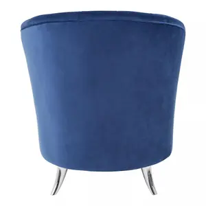 Interiors by Premier Blue Tub Chair, Stylish Office Chair, Classy Velvet Chair,  Round Velvet Upholstery Chair for Lounge