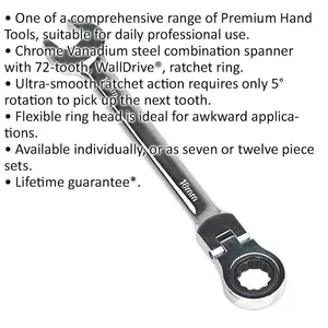 18mm Chrome Vanadium Flexible Ratchet Combination Spanner for Tight Spaces