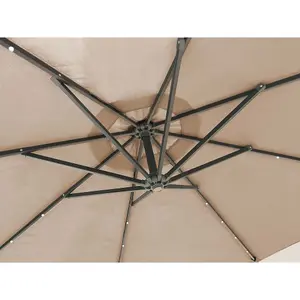 Apollo Banana Cantilever Parasol with Built in LED Lights Beige