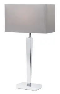 Luminosa Moreto 1 Light Table Lamp Chrome with Grey Silk Effect Shade, B22