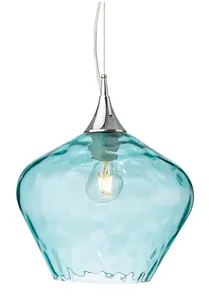 Luminosa Titan Dome Pendant Light Chrome with Aqua Glass