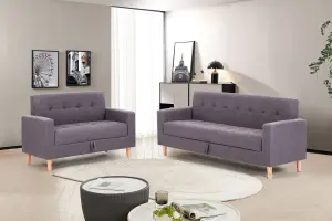 Modern Smart Sofa in a Box, Taupe Fabric Sofa with Hidden Storage - 3 Seater