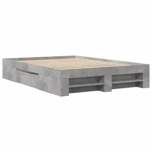 Berkfield Bed Frame without Mattress Concrete Grey 140x190cm Engineered Wood