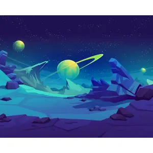 Origin Murals Space Landscape Blue Matt Smooth Paste the Wall Mural 350cm Wide X 280cm High