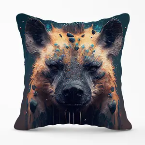 Hyena Face Splashart Dark Background Cushions 60cm x 60cm