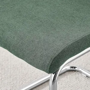 Furniturebox UK Lorenzo 2x Green Fabric Silver Leg Dining Chair