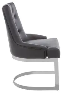 Stylish Black Faux Leather Dining Chair, Button Tufted Lounge Chair, Kitchen Chair, Modern Chair For Patio