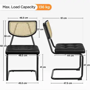 Yaheetech 2pcs Modern Armless Dining Chairs with Mesh Rattan Back