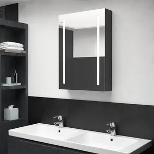 Berkfield LED Bathroom Mirror Cabinet Shining Black 50x13x70 cm