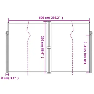 Retractable Side Awning Brown / 220" H x 600" W